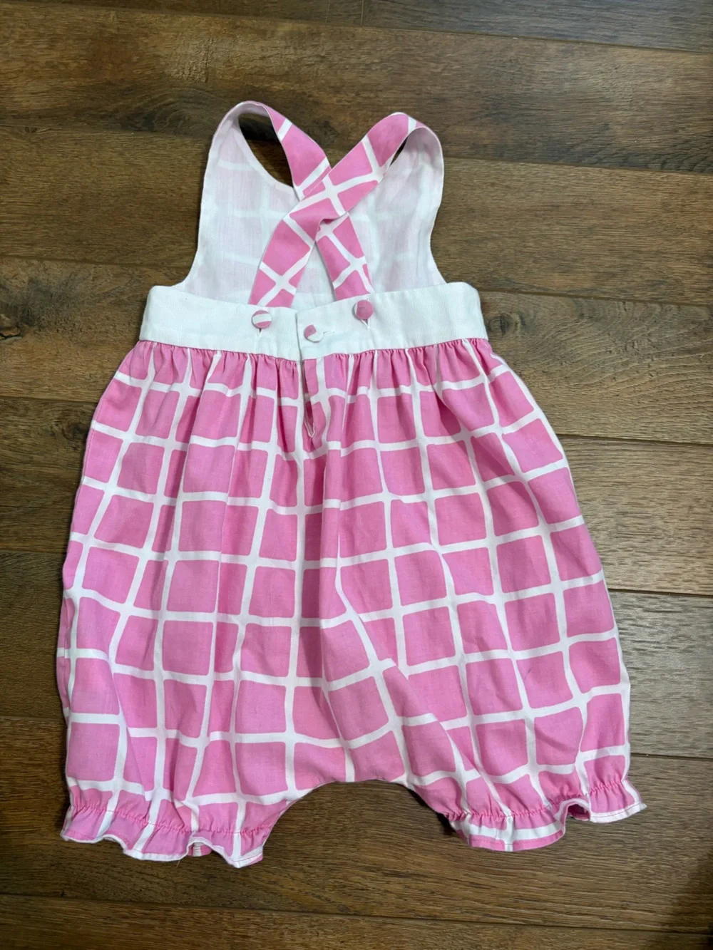Kelly’s Kids Girls Pink Windowpane Check Ruffle Romper Size 2
